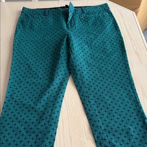 Banana Republic Green and Navy Blue Geometric Pants